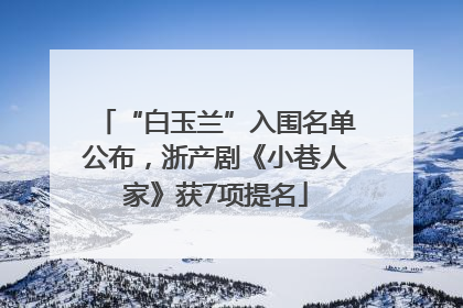 “白玉兰”入围名单公布，浙产剧《小巷人家》获7项提名