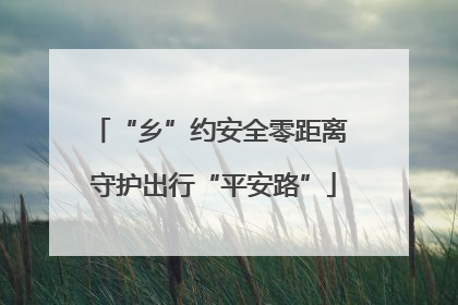“乡”约安全零距离 守护出行“平安路”