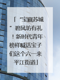 “宝藏苏城”碧凤坊有礼！新时代青年榜样喊话宝子们这个六一来平江街道