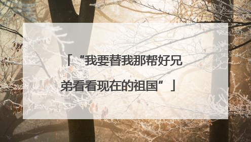 “我要替我那帮好兄弟看看现在的祖国”