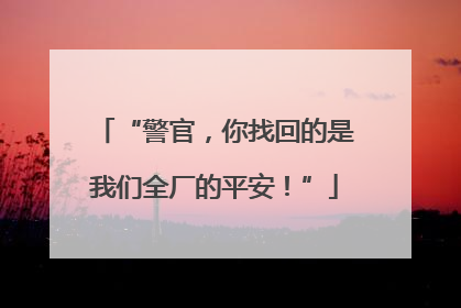 “警官，你找回的是我们全厂的平安！”