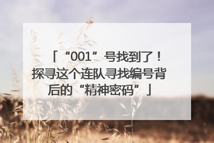 “001”号找到了！探寻这个连队寻找编号背后的“精神密码”