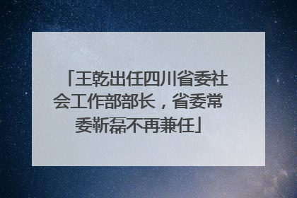 王乾出任四川省委社会工作部部长，省委常委靳磊不再兼任