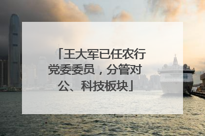 王大军已任农行党委委员，分管对公、科技板块