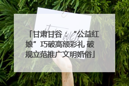 甘肃甘谷：“公益红娘”巧破高额彩礼 破规立范推广文明婚俗