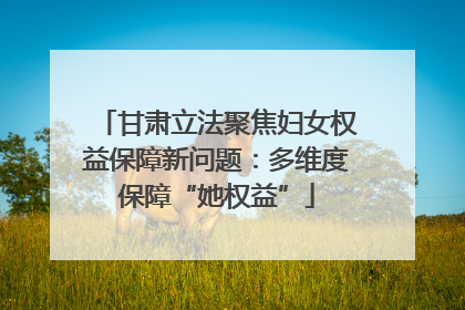 甘肃立法聚焦妇女权益保障新问题：多维度保障“她权益”