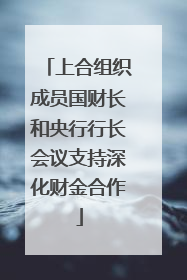 上合组织成员国财长和央行行长会议支持深化财金合作