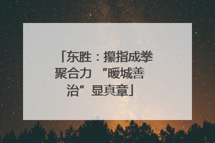 东胜：攥指成拳聚合力 “暖城善治”显真章