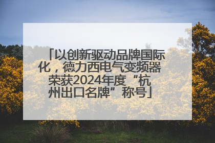 以创新驱动品牌国际化，德力西电气变频器荣获2024年度“杭州出口名牌”称号