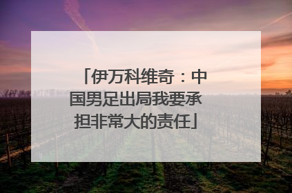 伊万科维奇：中国男足出局我要承担非常大的责任