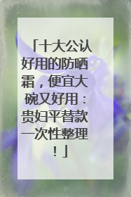 十大公认好用的防晒霜，便宜大碗又好用：贵妇平替款一次性整理！