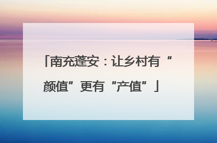 南充蓬安：让乡村有“颜值”更有“产值”