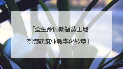全生命周期智慧工地 引领建筑业数字化转型