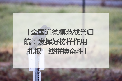 全国道德模范载誉归皖：发挥好榜样作用 扎根一线拼搏奋斗