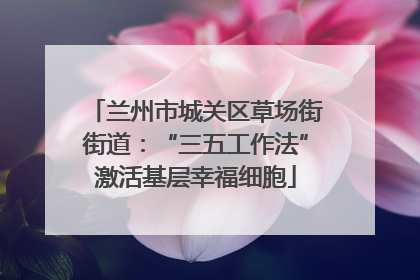 兰州市城关区草场街街道：“三五工作法”激活基层幸福细胞
