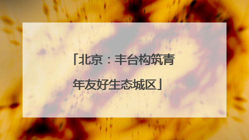 北京：丰台构筑青年友好生态城区