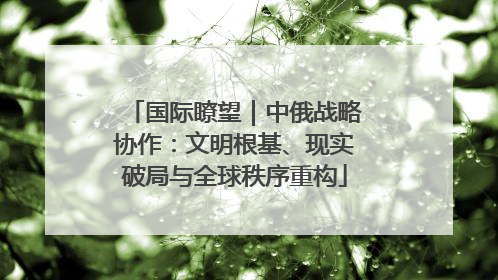 国际瞭望｜中俄战略协作：文明根基、现实破局与全球秩序重构