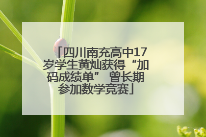 四川南充高中17岁学生黄灿获得“加码成绩单” 曾长期参加数学竞赛
