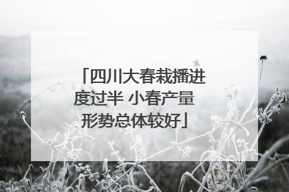 四川大春栽播进度过半 小春产量形势总体较好