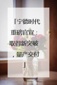 宁德时代重磅官宣：取得新突破，量产交付