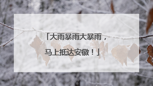大雨暴雨大暴雨，马上抵达安徽！