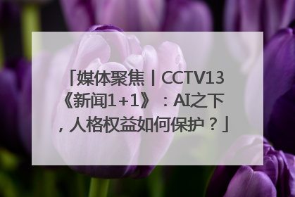 媒体聚焦丨CCTV13《新闻1+1》：AI之下，人格权益如何保护？
