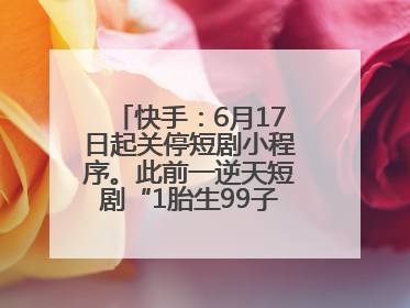 快手：6月17日起关停短剧小程序。此前一逆天短剧“1胎生99子”被全网下架