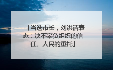 当选市长，刘洪洁表态：决不辜负组织的信任、人民的重托