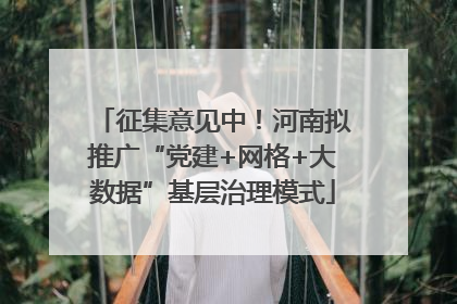 征集意见中！河南拟推广“党建+网格+大数据”基层治理模式