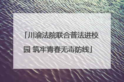 川渝法院联合普法进校园 筑牢青春无毒防线
