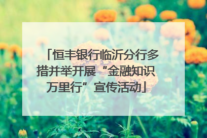 恒丰银行临沂分行多措并举开展“金融知识万里行”宣传活动