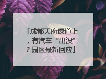 成都天府绿道上，有汽车“出没”？园区最新回应