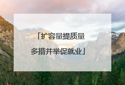 扩容量提质量 多措并举促就业