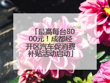 最高每台8000元！成都经开区汽车促消费补贴活动启动