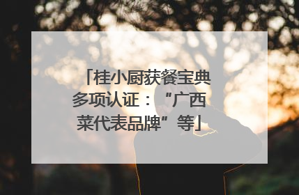 桂小厨获餐宝典多项认证：“广西菜代表品牌”等