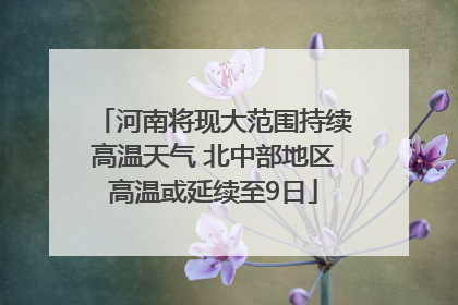 河南将现大范围持续高温天气 北中部地区高温或延续至9日