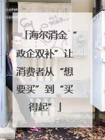 海尔消金“政企双补”让消费者从“想要买”到“买得起”