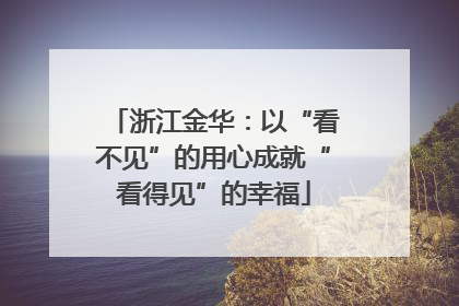 浙江金华：以“看不见”的用心成就“看得见”的幸福