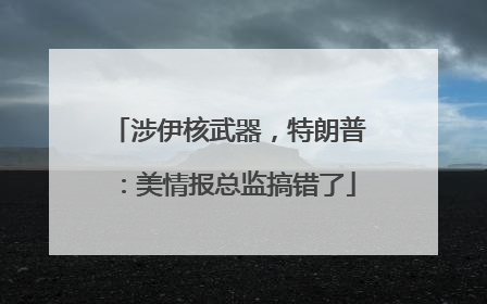 涉伊核武器，特朗普：美情报总监搞错了