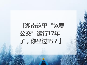 湖南这里“免费公交”运行17年了，你坐过吗？