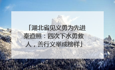 湖北省见义勇为先进秦遵照：四次下水勇救人，善行义举成榜样