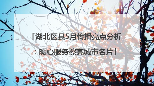 湖北区县5月传播亮点分析：暖心服务擦亮城市名片