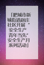 肥城市新城街道赵庄社区开展“安全生产 青年当先”安全生产月系列活动