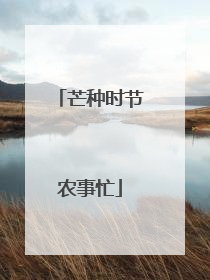 芒种时节农事忙