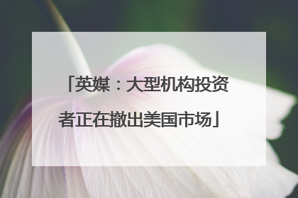 英媒：大型机构投资者正在撤出美国市场