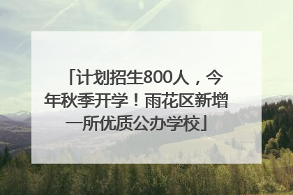 计划招生800人，今年秋季开学！雨花区新增一所优质公办学校