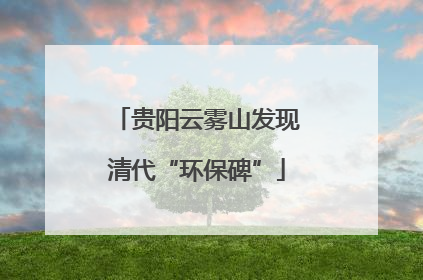 贵阳云雾山发现清代“环保碑”
