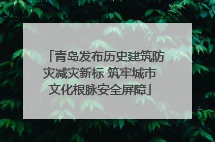 青岛发布历史建筑防灾减灾新标 筑牢城市文化根脉安全屏障