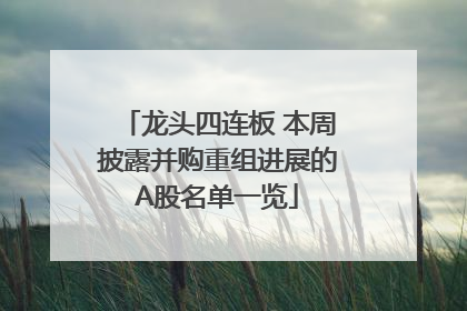 龙头四连板 本周披露并购重组进展的A股名单一览