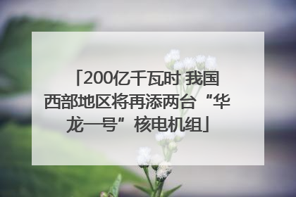 200亿千瓦时 我国西部地区将再添两台“华龙一号”核电机组